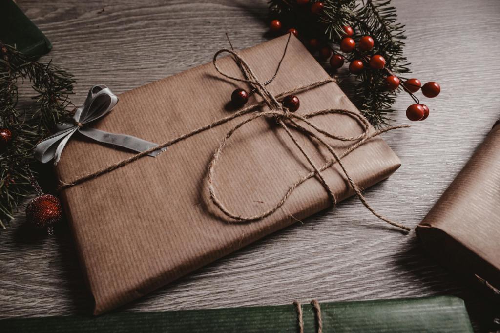 gift wrapped in brown paper
